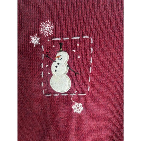 Croft & Barrow Maroon Embroidered Winter Theme Snowman Full Zip Sweater sz XL - Picture 5 of 10